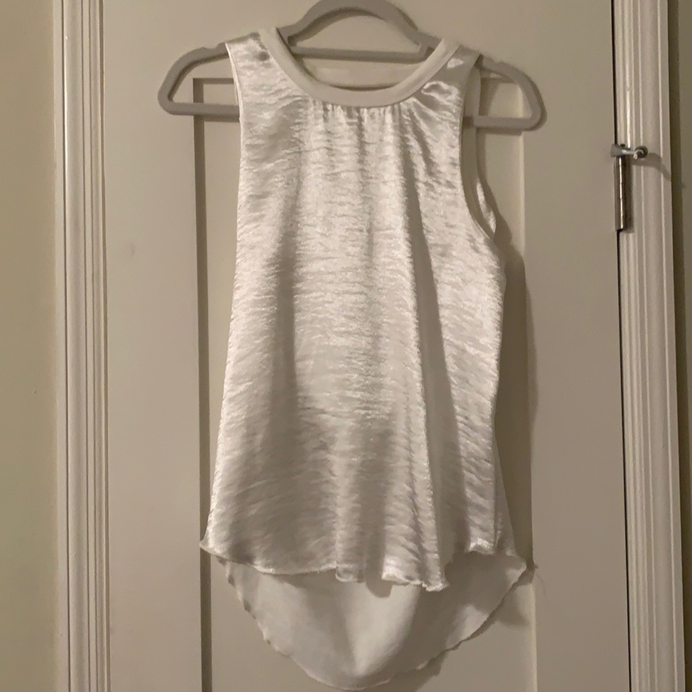 White High Neck Blouse with Swoop Back